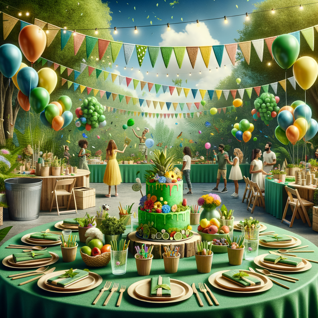 Eco-friendly birthday celebrations with green party decorations, sustainable party planning, and low waste birthday cake at an environmentally friendly birthday party.